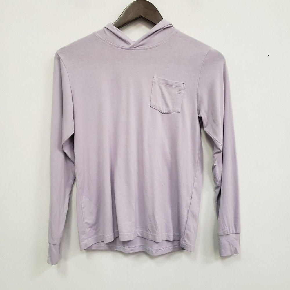 Freefly Womens Long Sleeve Bamboo Hoodie Size M Purple Pocket Cuffed Sleeve